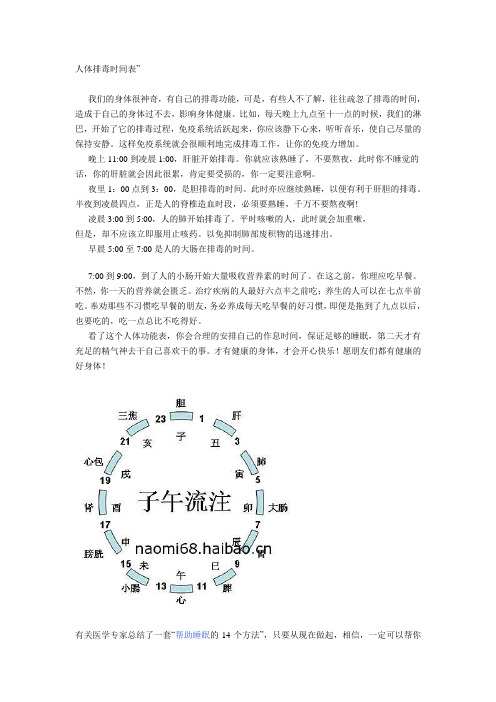 人体排毒时间表