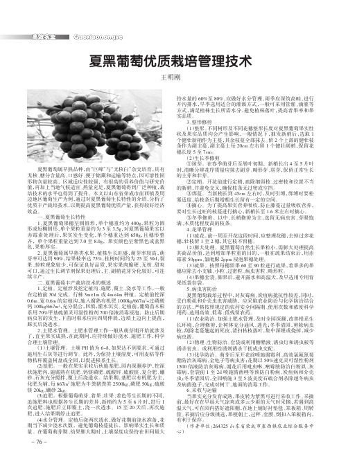 夏黑葡萄优质栽培管理技术