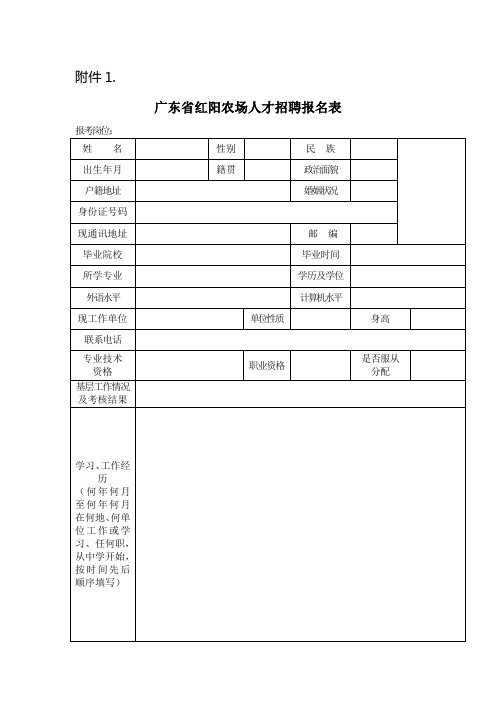 广东省化州市新安镇红阳农场报名表。doc
