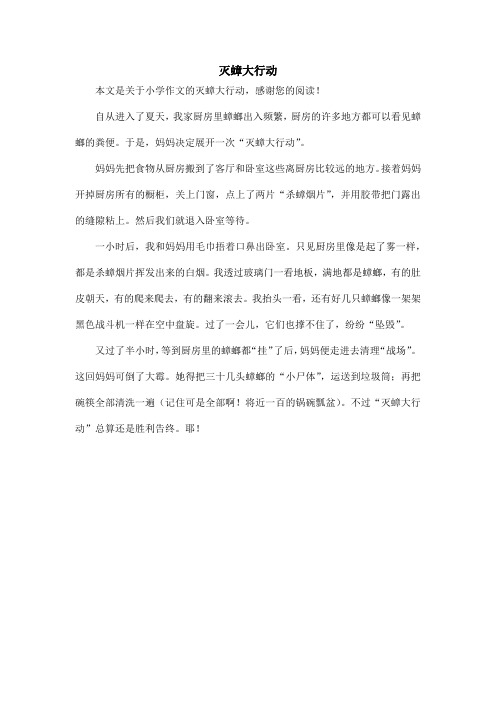 灭蟑大行动_小学作文