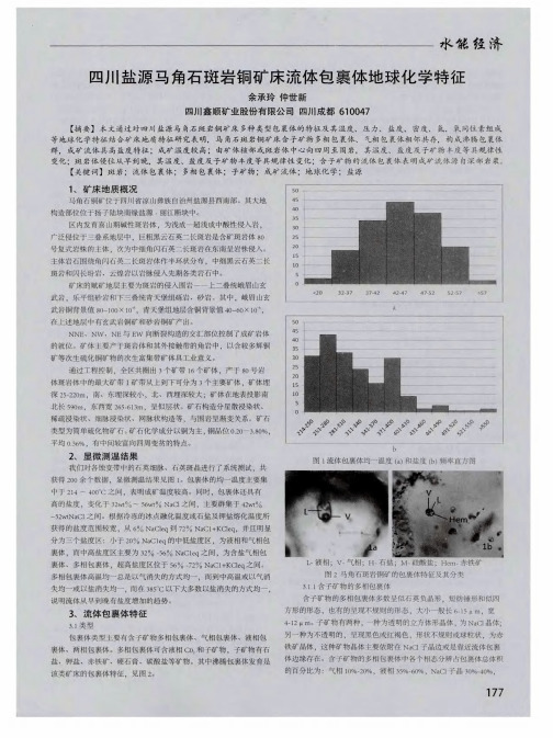 四川盐源马角石斑岩铜矿床流体包裹体地球化学特征