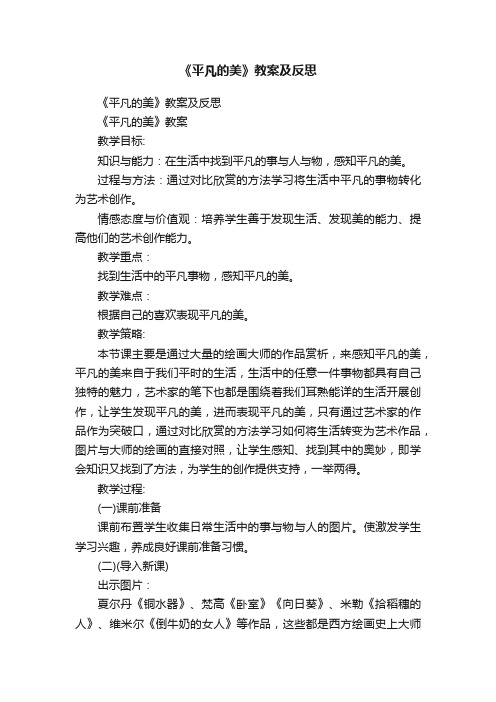 《平凡的美》教案及反思