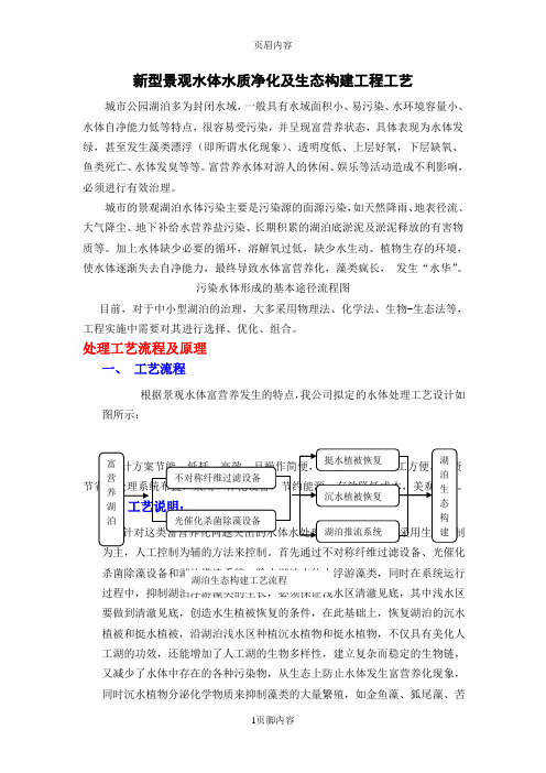 新型景观水体水质净化及生态构建工程工艺