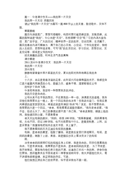 我的那一片天空作文600字