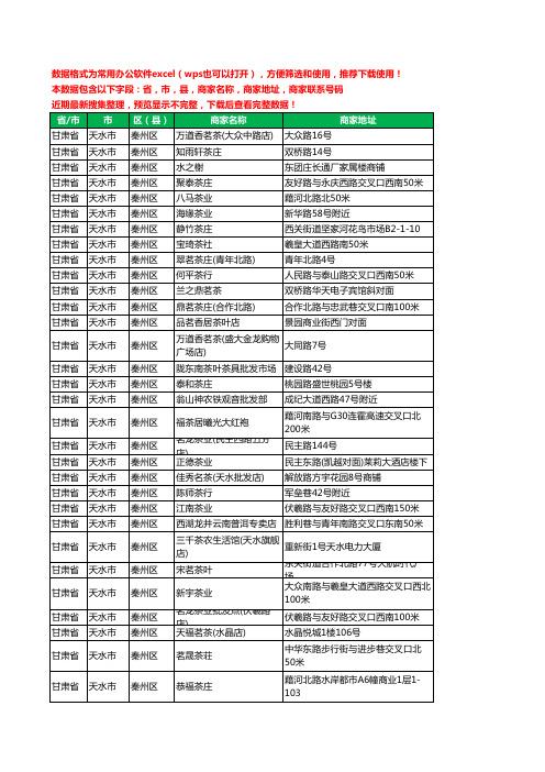 2020新版甘肃省天水市秦州区茶庄工商企业公司商家名录名单联系电话号码地址大全116家