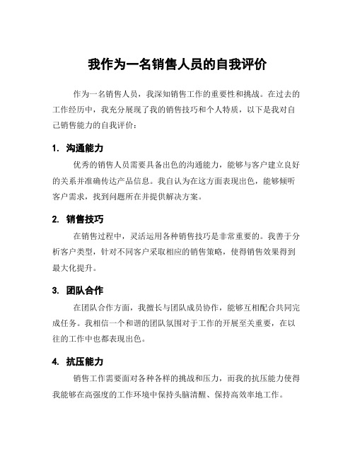 我作为一名销售人员的自我评价