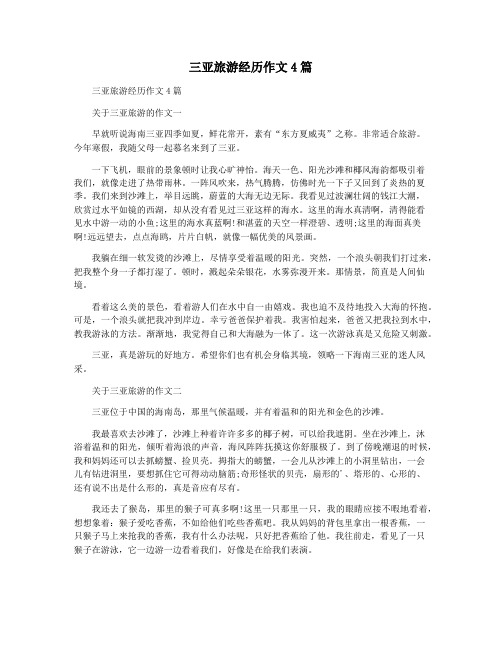 三亚旅游经历作文4篇