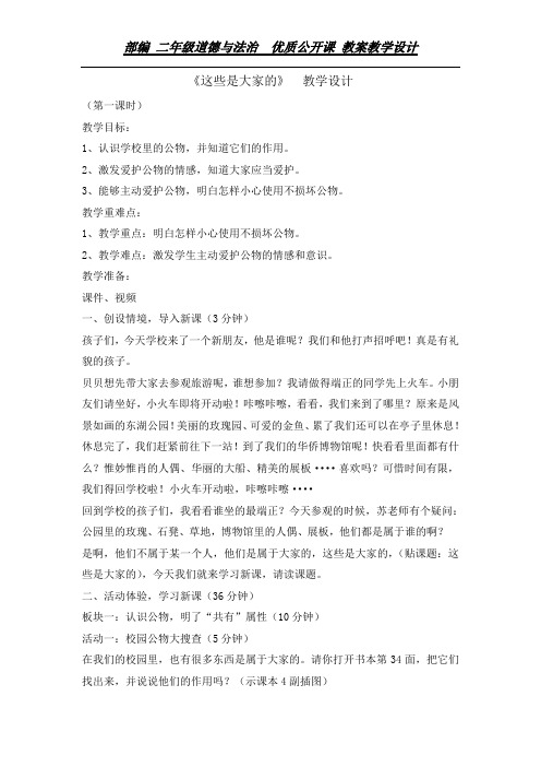 二年级上册道德与法治教案-9 这些是大家的第一课时  人教部编版