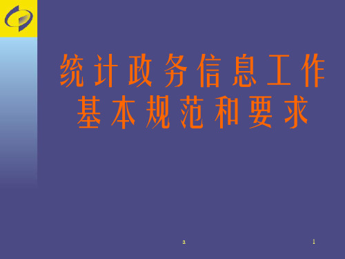 统计政务信息工作基本规范和要求