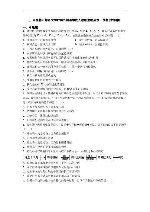 广西桂林市师范大学附属外国语学校人教版生物必修一试卷(含答案)