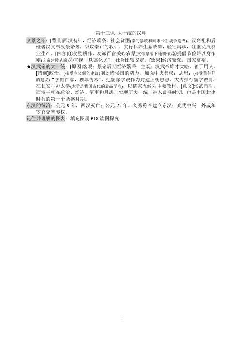 鲁教版六年级上册历史第十三课知识梳理