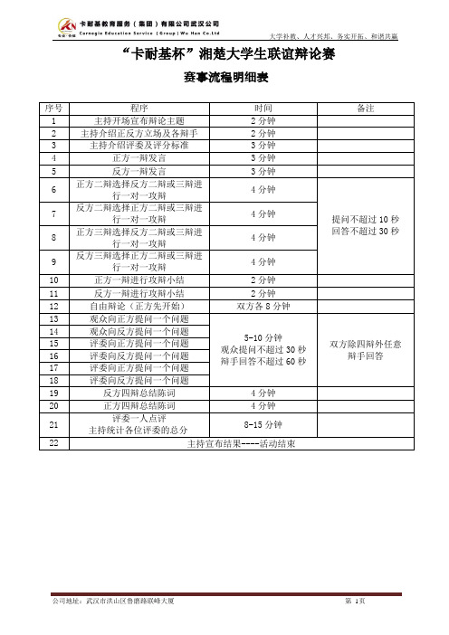 辩论赛流程表