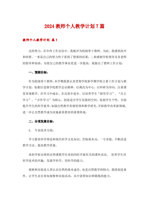 2024教师个人教学计划7篇