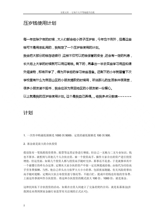 压岁钱使用计划