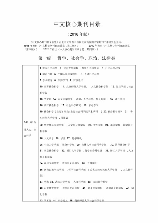 2018年最新最权威全国核心期刊目录-(8424)