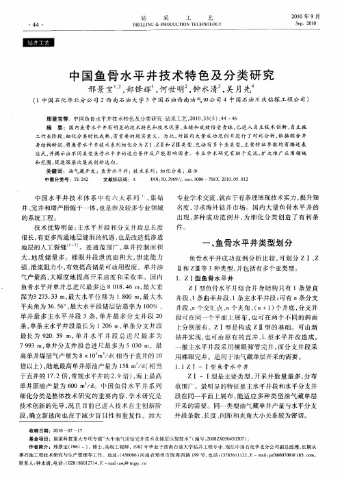 中国鱼骨水平井技术特色及分类研究