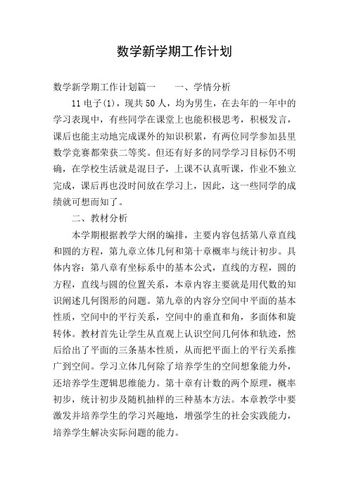 数学新学期工作计划
