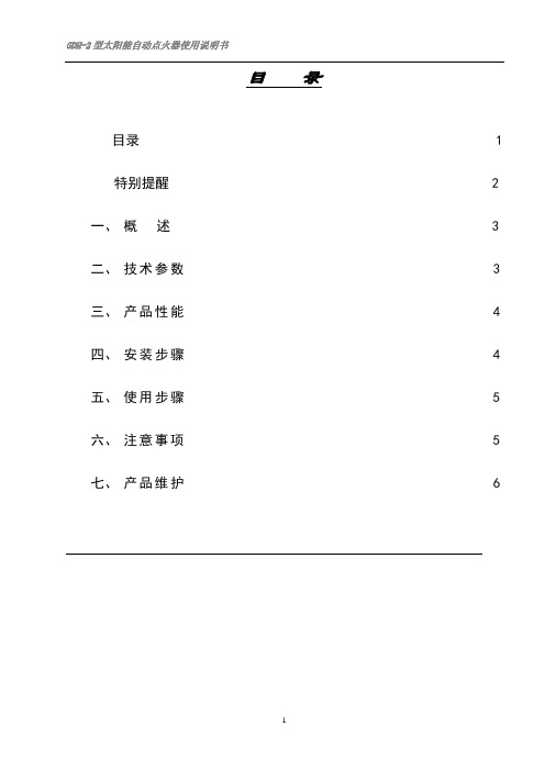 点火装置说明书WORD版本(全部参数).