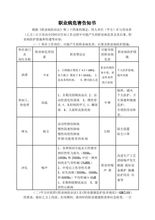 职业病危害告知书(最全面))