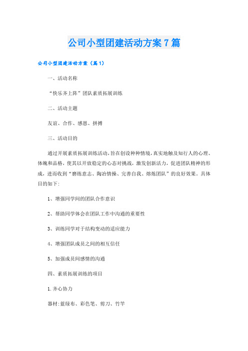 公司小型团建活动方案7篇