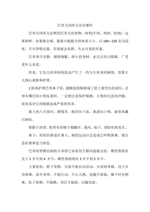 巴哥犬饲养方法有哪些