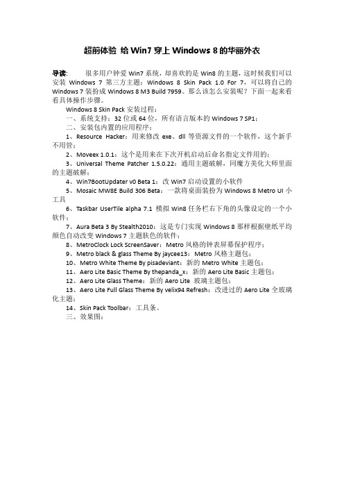 超前体验 给Win7穿上Windows 8的华丽外衣