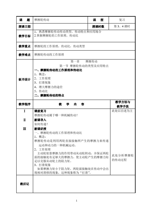 摩擦轮传动