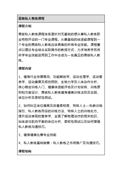 高级私人教练课程