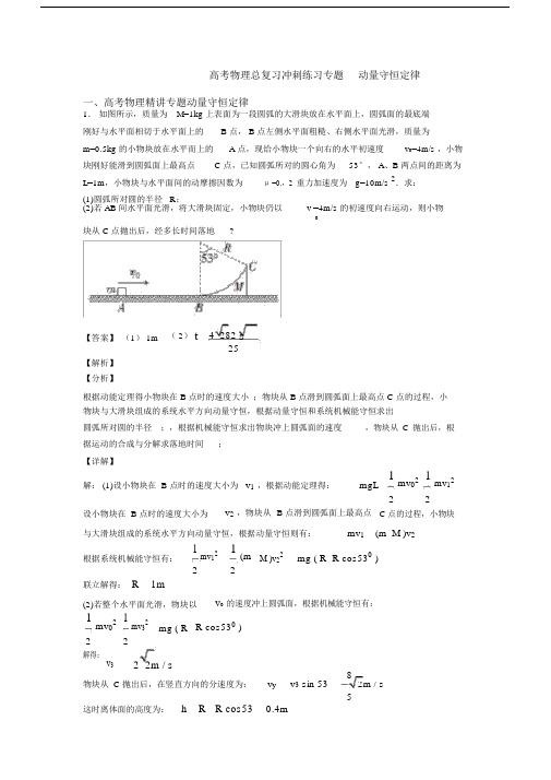 高考物理总复习冲刺练习专题动量守恒定律.docx