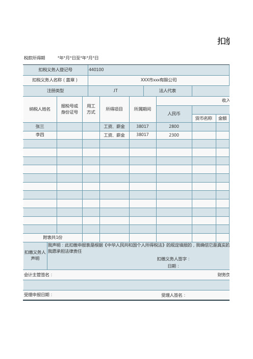 扣缴个人所得税明细报告表