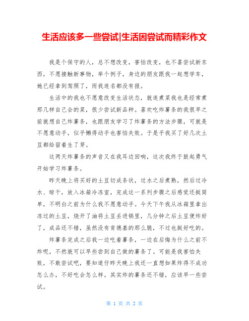 生活应该多一些尝试-生活因尝试而精彩作文
