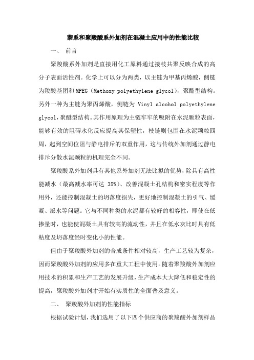 萘系和聚羧酸系外加剂在混凝土应用中性能比较