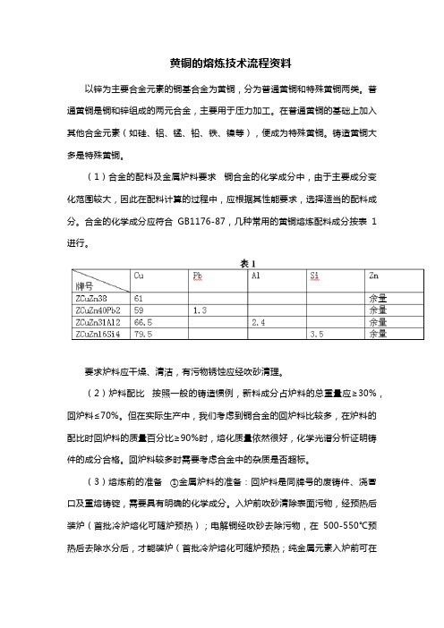 黄铜的熔炼技术流程资料