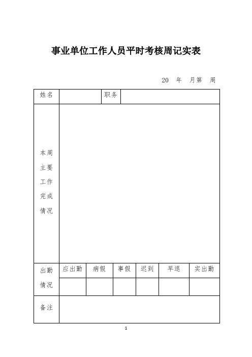事业单位工作人员日常考核表