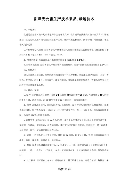 甜瓜无公害生产技术果品,栽培技术