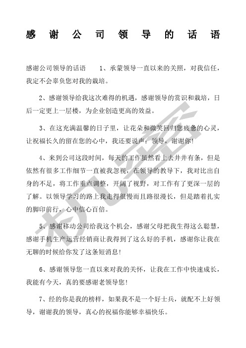 感谢公司领导的话语