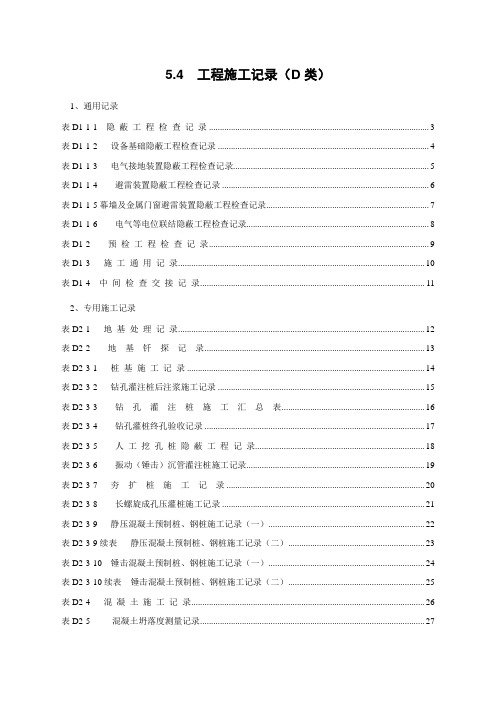 工程施工记录表格-D类