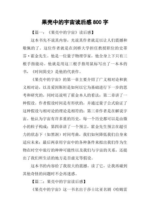 果壳中的宇宙读后感800字