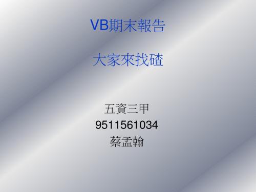 VB期末报告答辩