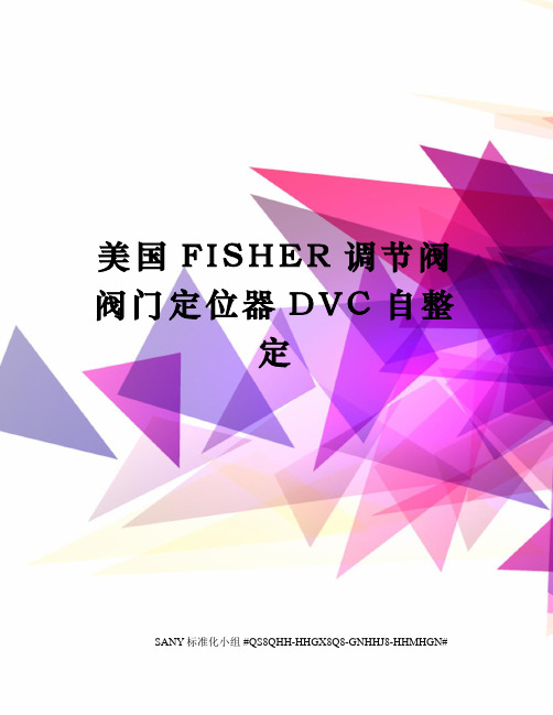 美国FISHER调节阀阀门定位器DVC自整定