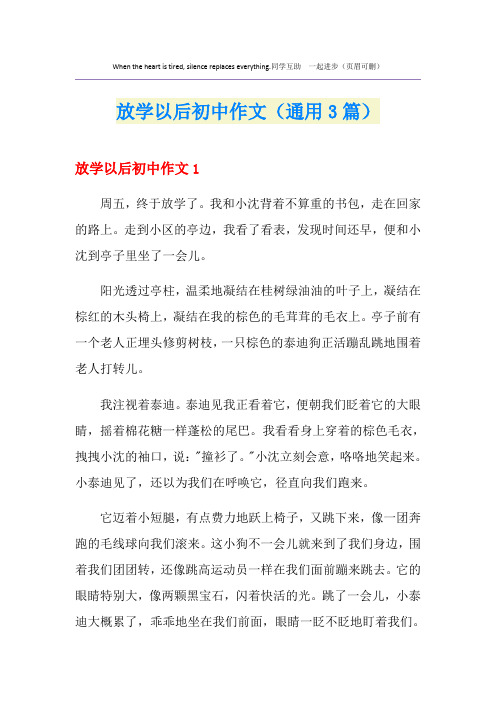 放学以后初中作文(通用3篇)