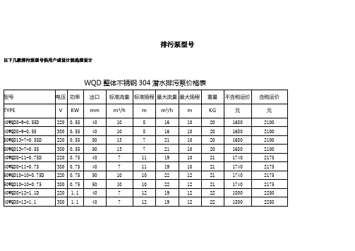 潜水泵的型号