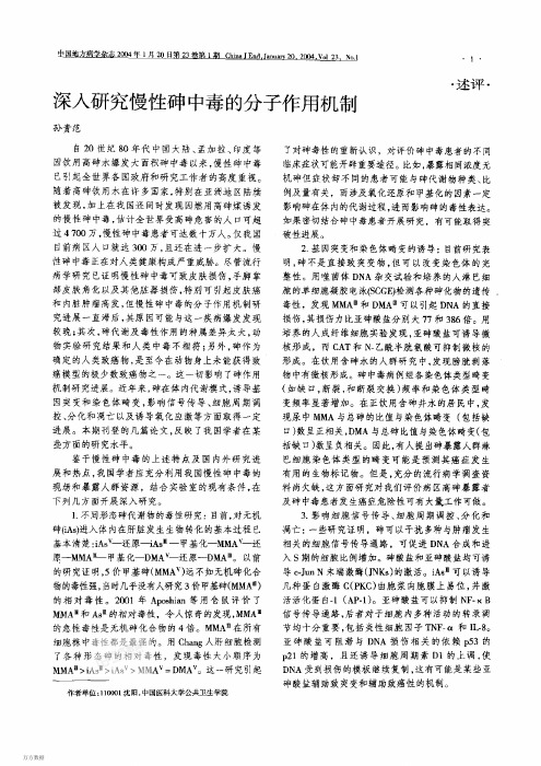 深入研究慢性砷中毒的分子作用机制