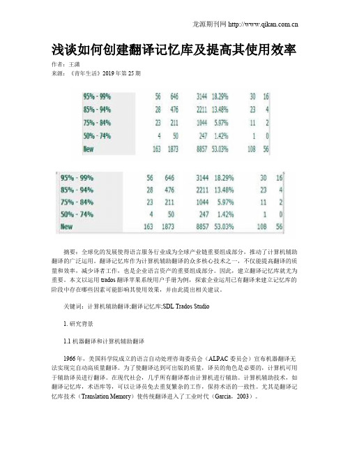 浅谈如何创建翻译记忆库及提高其使用效率
