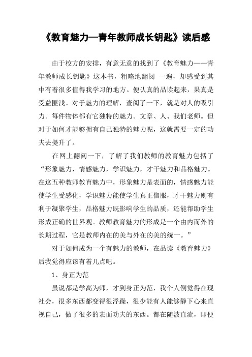 《教育魅力—青年教师成长钥匙》读后感