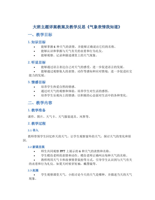 大班主题详案教案及教学反思《气象表情我知道》