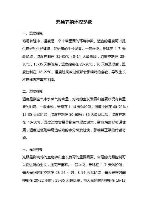 鸡场养殖环控参数