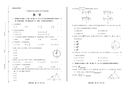 2019年广西梧州市中考数学试卷