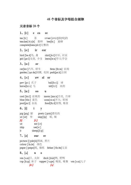 48个音标及字母组合(最新整理)