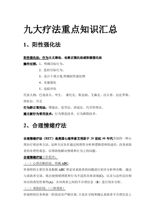 九大疗法重点知识汇总